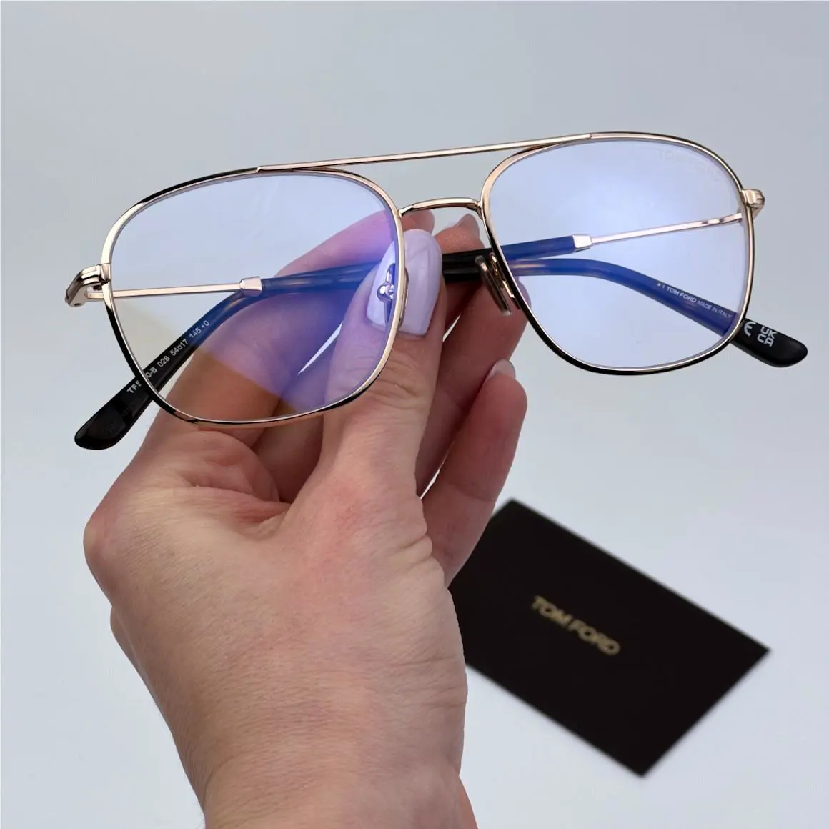 Tom Ford Men Eyeglasses Rose Gold Blue Light Block Round FT5830 028