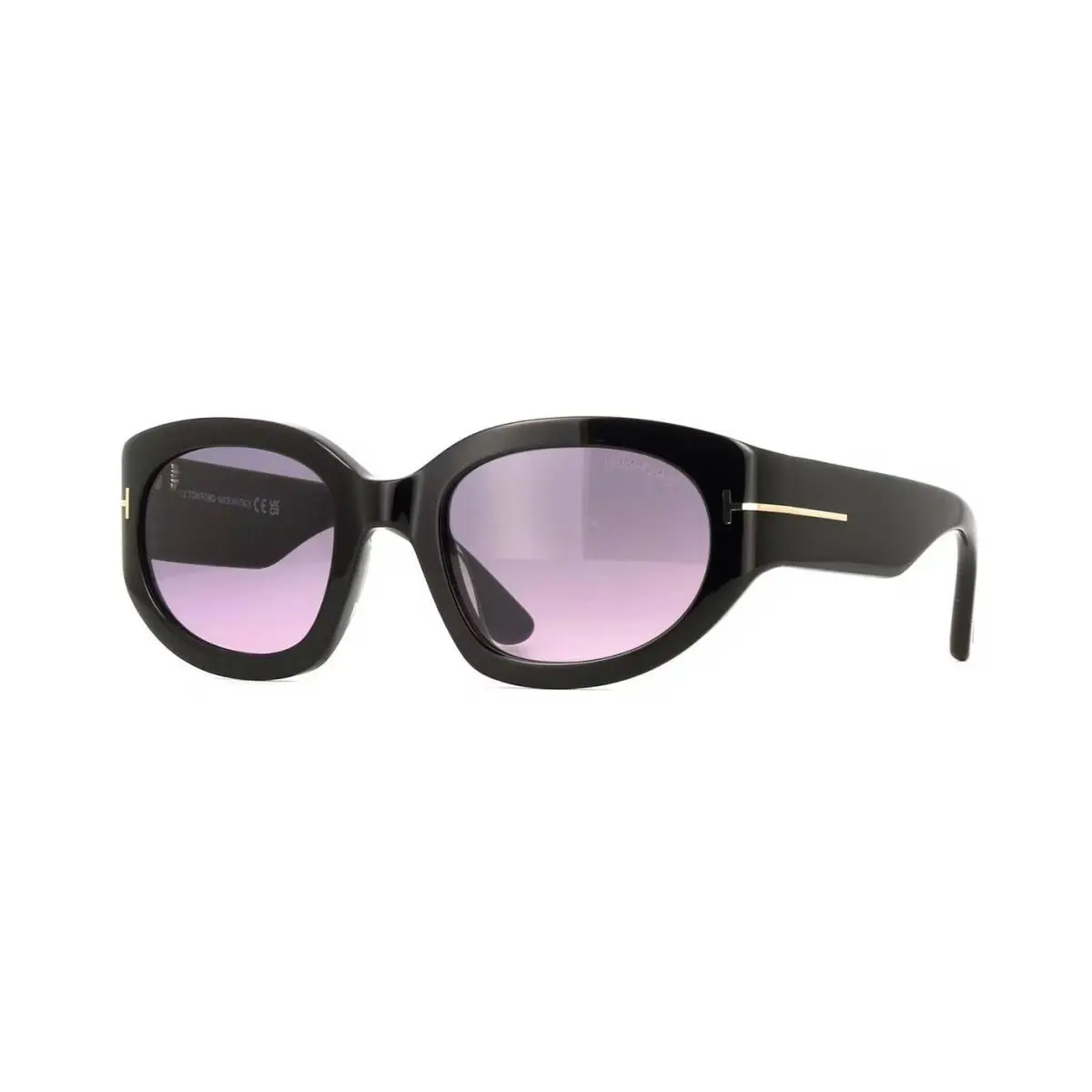 Tom Ford ARIZONA-02 FT1313 Shiny Black/grey To Purple Gradient 01B Sunglasses - Frame: Shiny Black, Lens: Grey To Purple Gradient