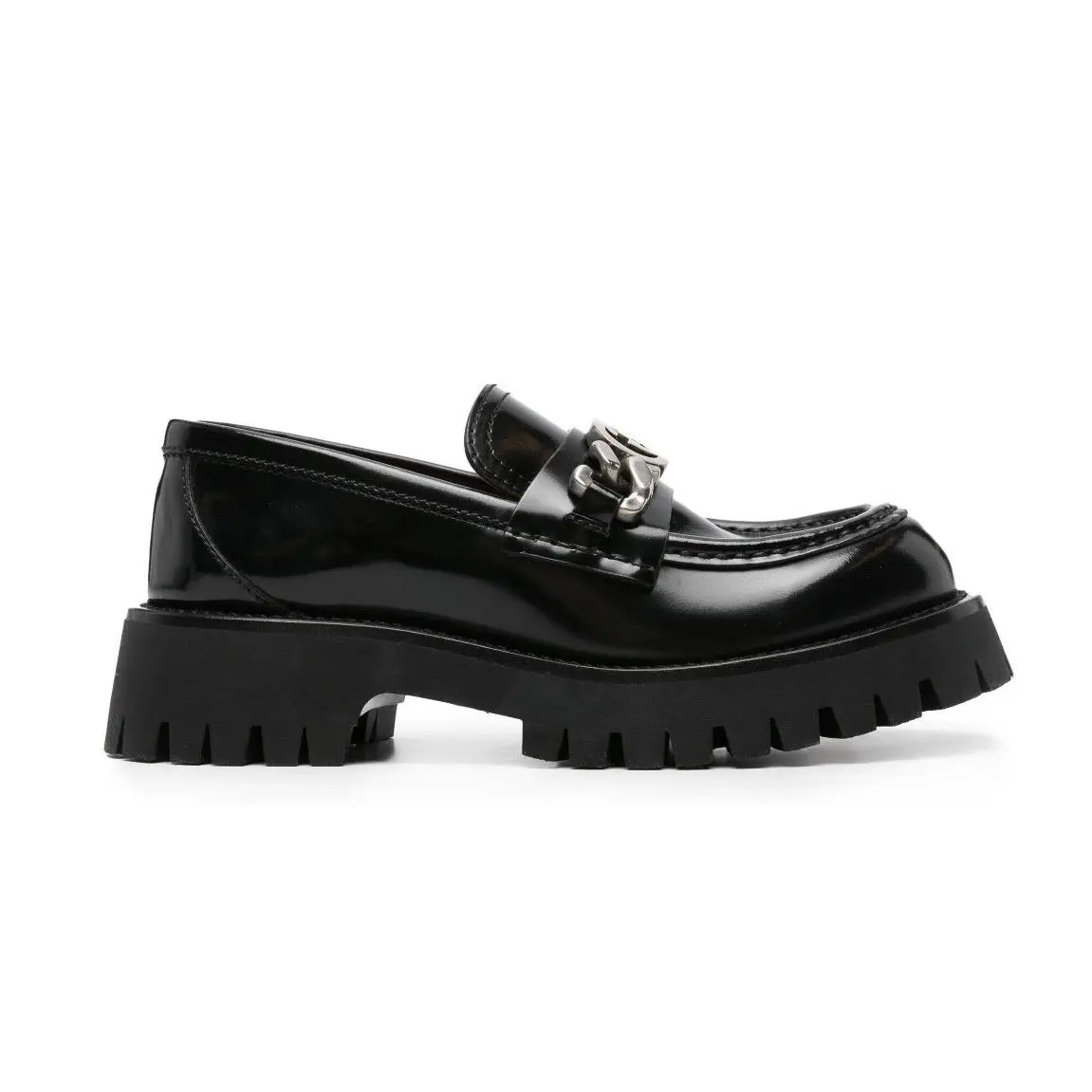 Gucci Women`s Interlocking G-chain Chunkyleather Loafers Lug Sole Sz 39.5/US 9.5
