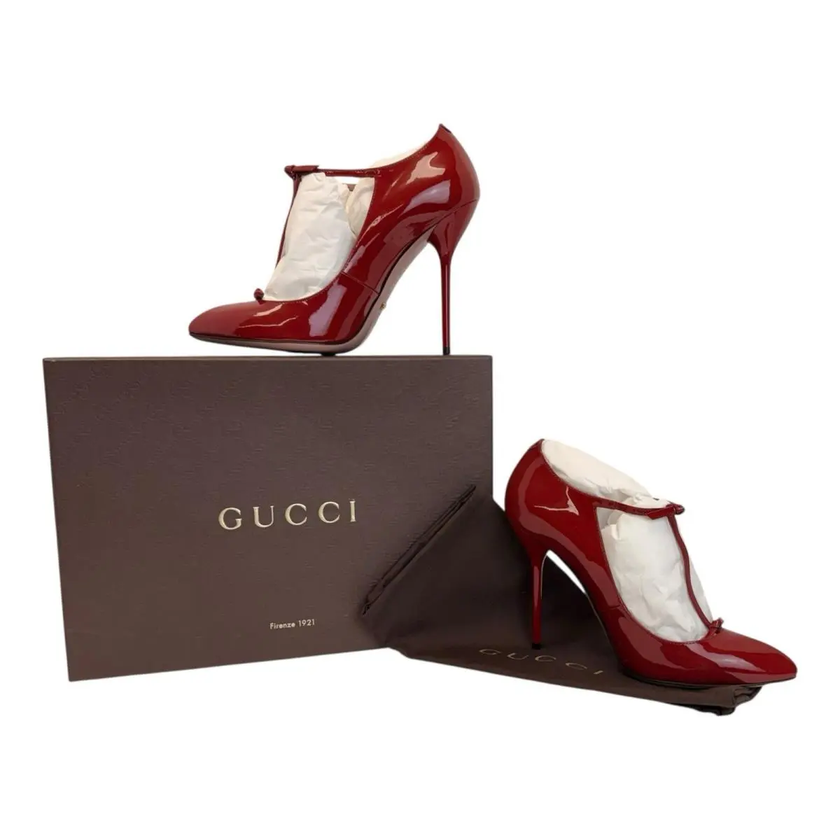 Women  Vernice Crystal Rose Bed T-strap Pumps 38.5 8-8.5 Luxury Shoes by Gucci