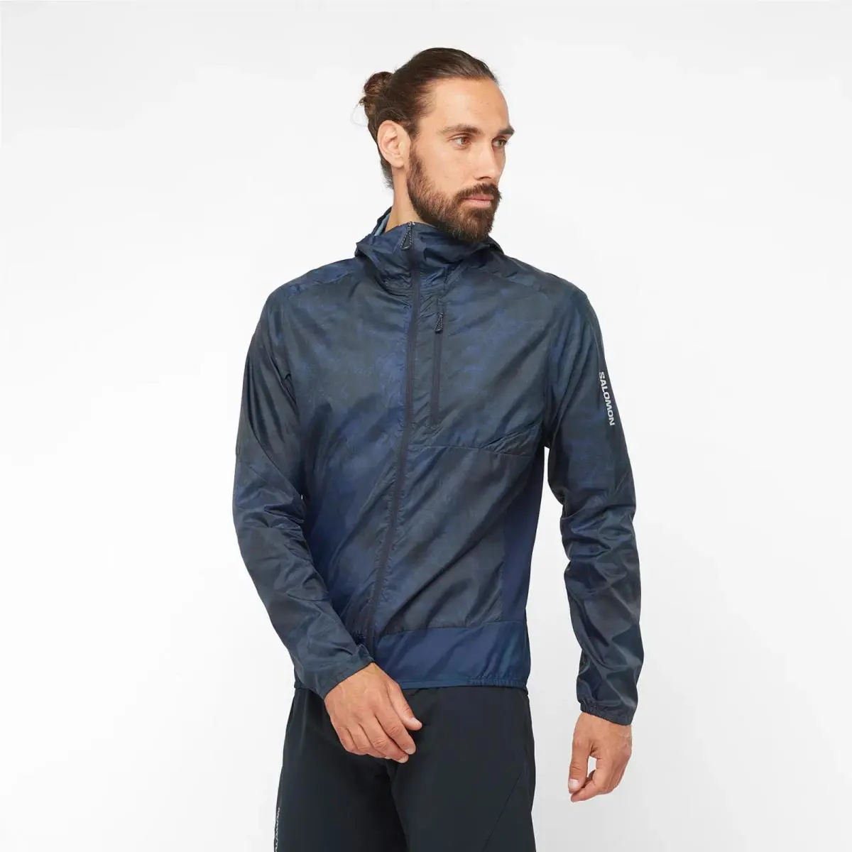 Salomon clothing - BONATTI CROSS WIND Men`s Wind Jacket Hoodie - C20445 - Blue (UPC: 195751167031) 1