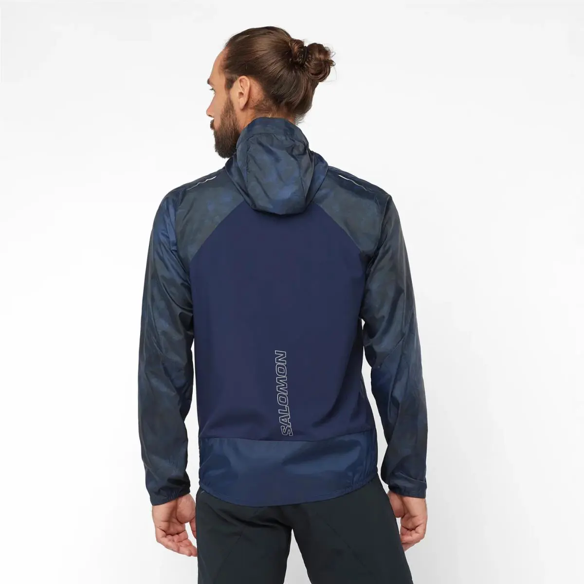 Salomon clothing - BONATTI CROSS WIND Men`s Wind Jacket Hoodie - C20445 - Blue (UPC: 195751167031) 2