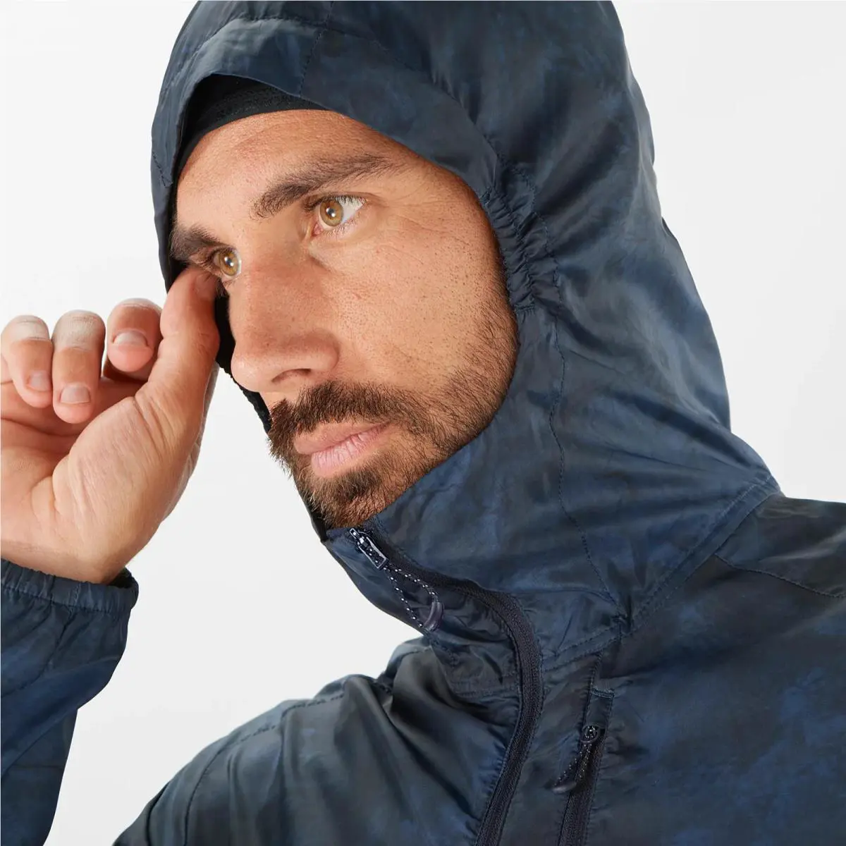 Salomon clothing - BONATTI CROSS WIND Men`s Wind Jacket Hoodie - C20445 - Blue (UPC: 195751167031) 3
