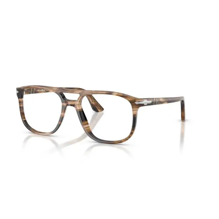 Persol 0PO3329V Greta 1236 - Striped Black Brown/clear 52mm Men`s Eyeglasses
