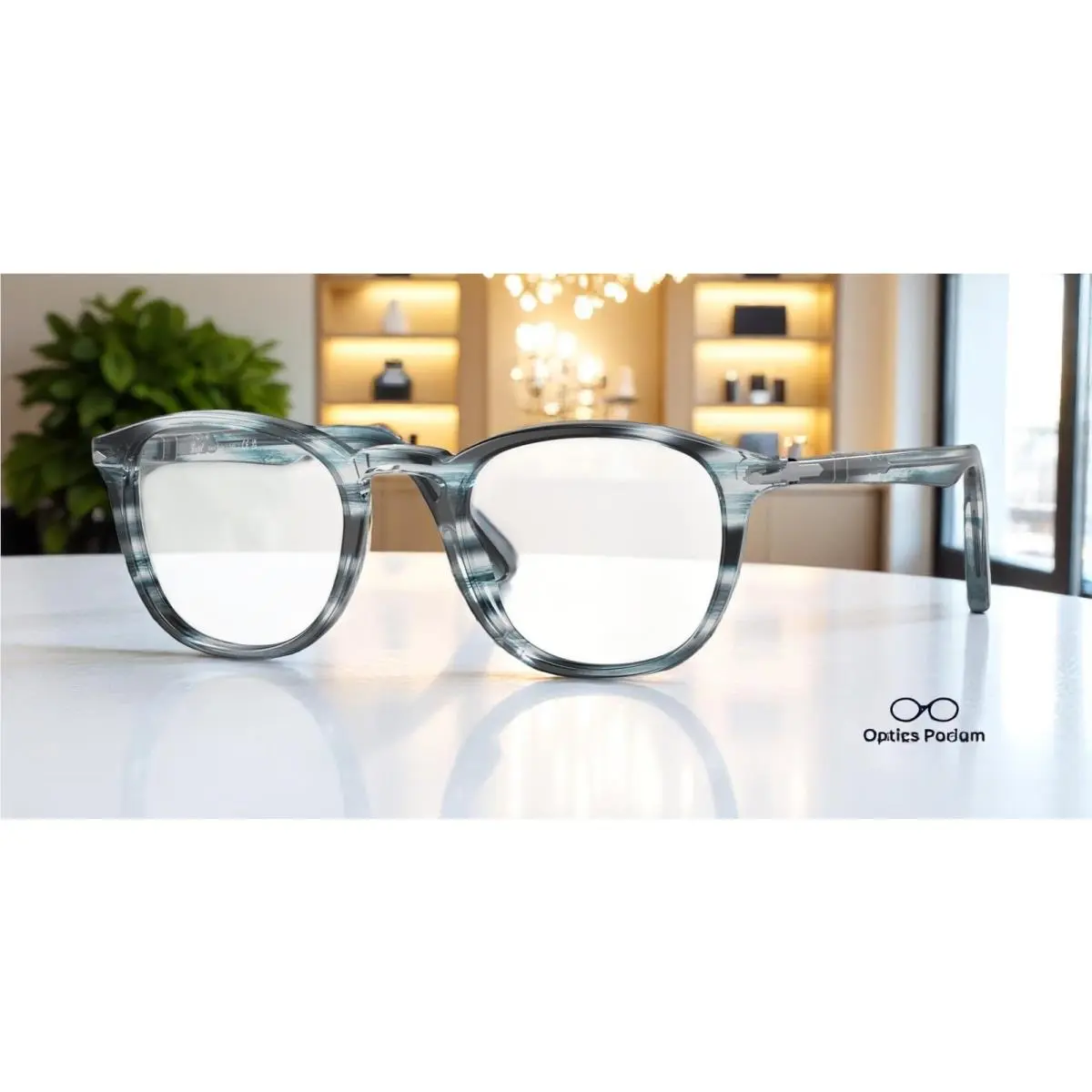 Persol PO3143V 1051 Striped Grey Transparent 49 mm Men`s Eyeglasses