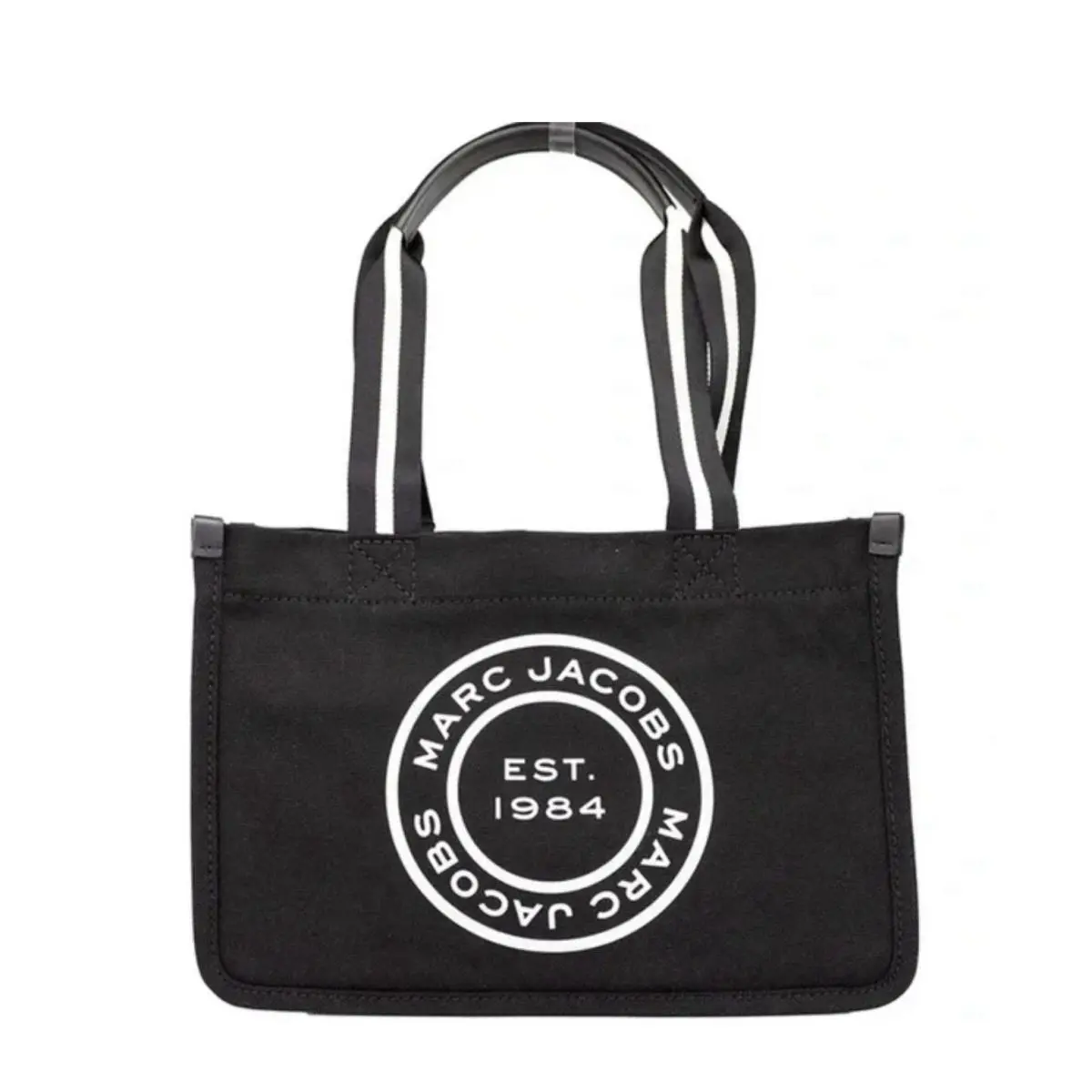 Women`s Medium Canvas Logo Convertible Black Tote Handbag by Marc Jacobs