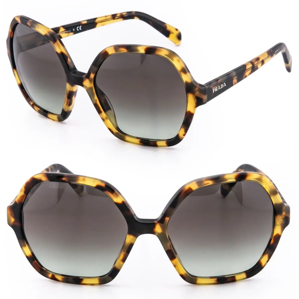 Prada Soft Pop 06S Geometric Sunglasses Brown Havana Women SPR06S