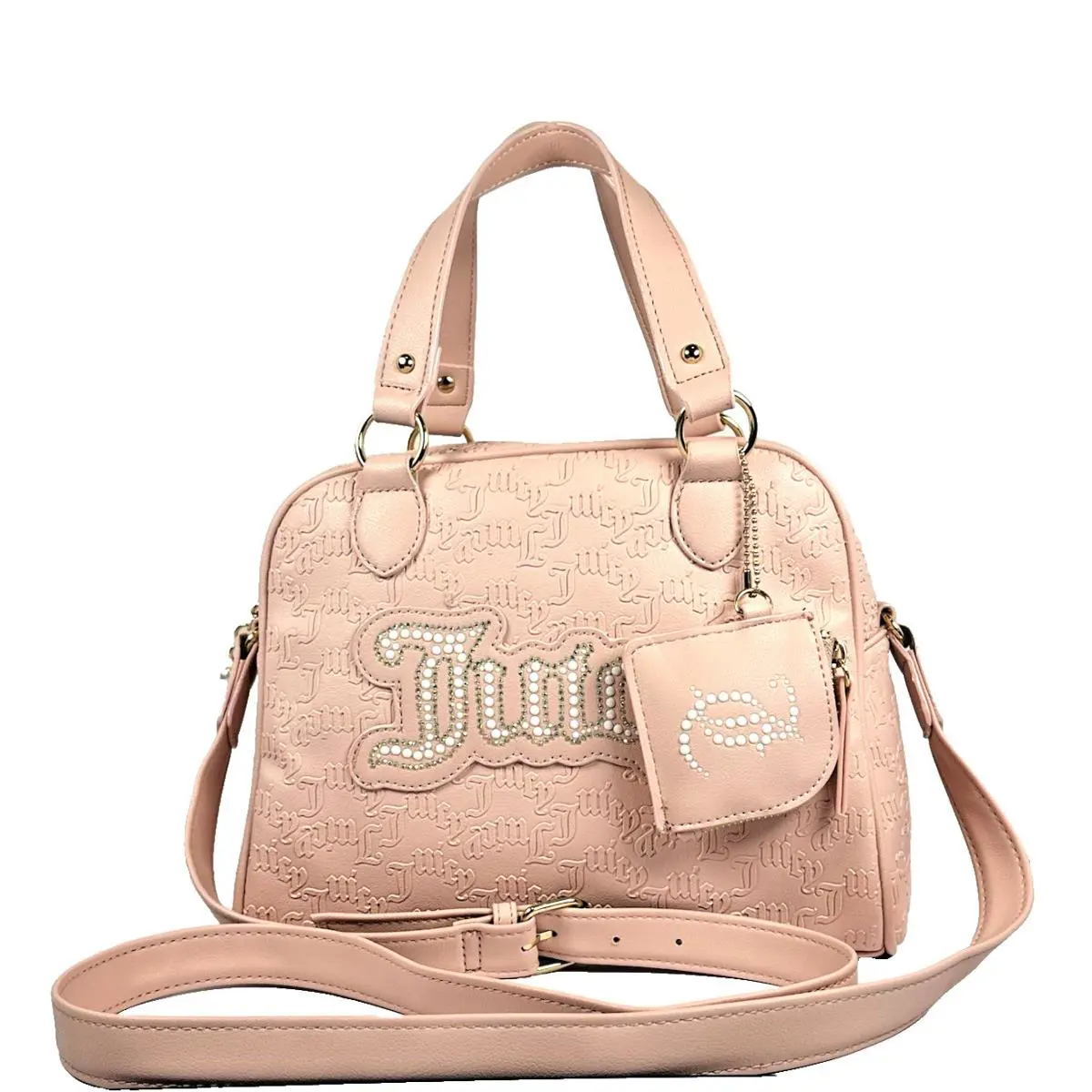 Juicy Couture Pink Diamond Satchel String of Pearls Embossed Dome Bag