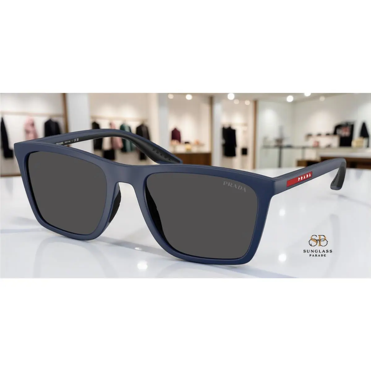 Prada Linea Rossa PS B08S TFY06F Matte Blue Dark Grey 56 mm Men`s Sunglasses