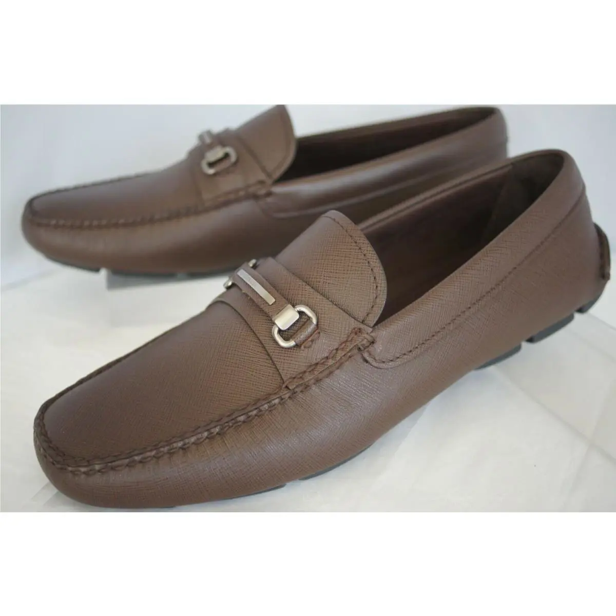 Prada Men`s Shoes Loafers Size 9 Calzature Uomo Drivers Brown