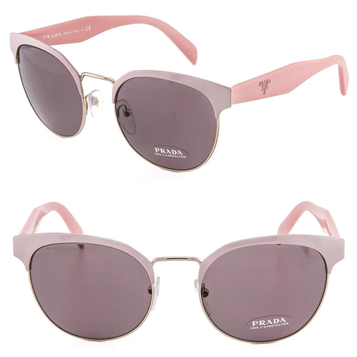 Prada 61T PR61TS Handbag Triangle Logo Oval Gold Pink Sunglasses 61TS