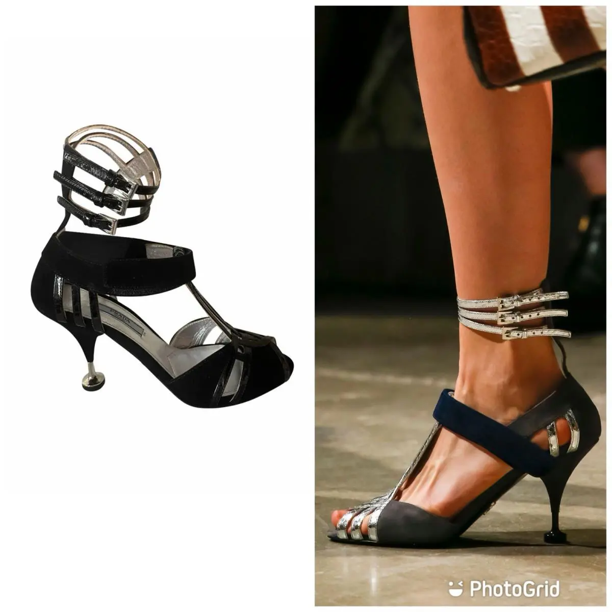 Prada Black Suede Multi Ankle Straps Sandals 2016 Spring Collections .size 36 IT