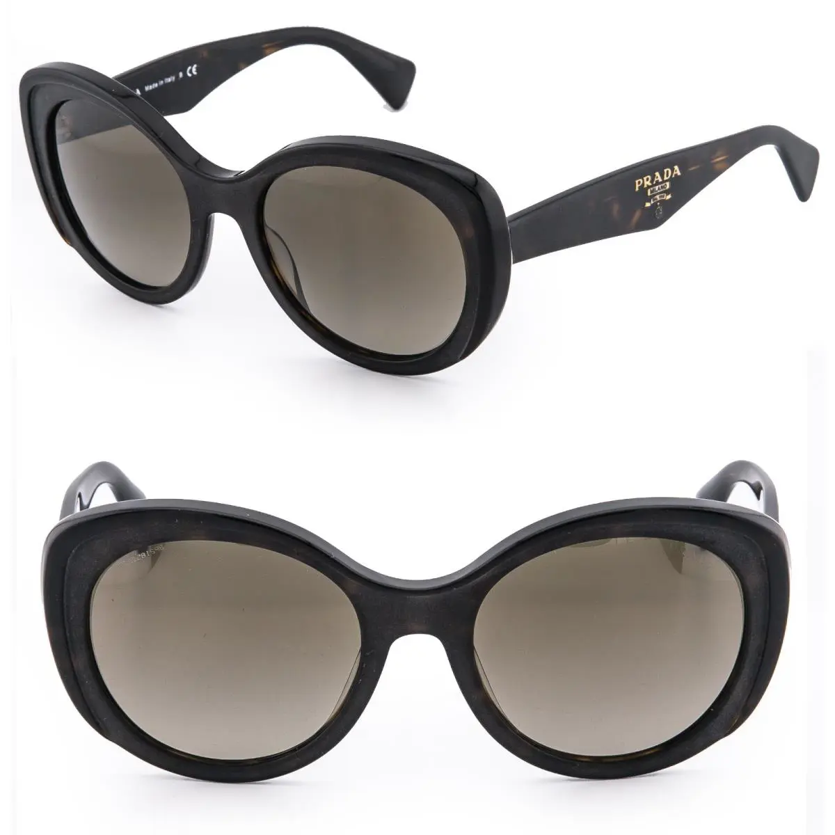 Prada 12P Poeme Heritage PR12PS Brown Havana Triangle Logo Sunglasses