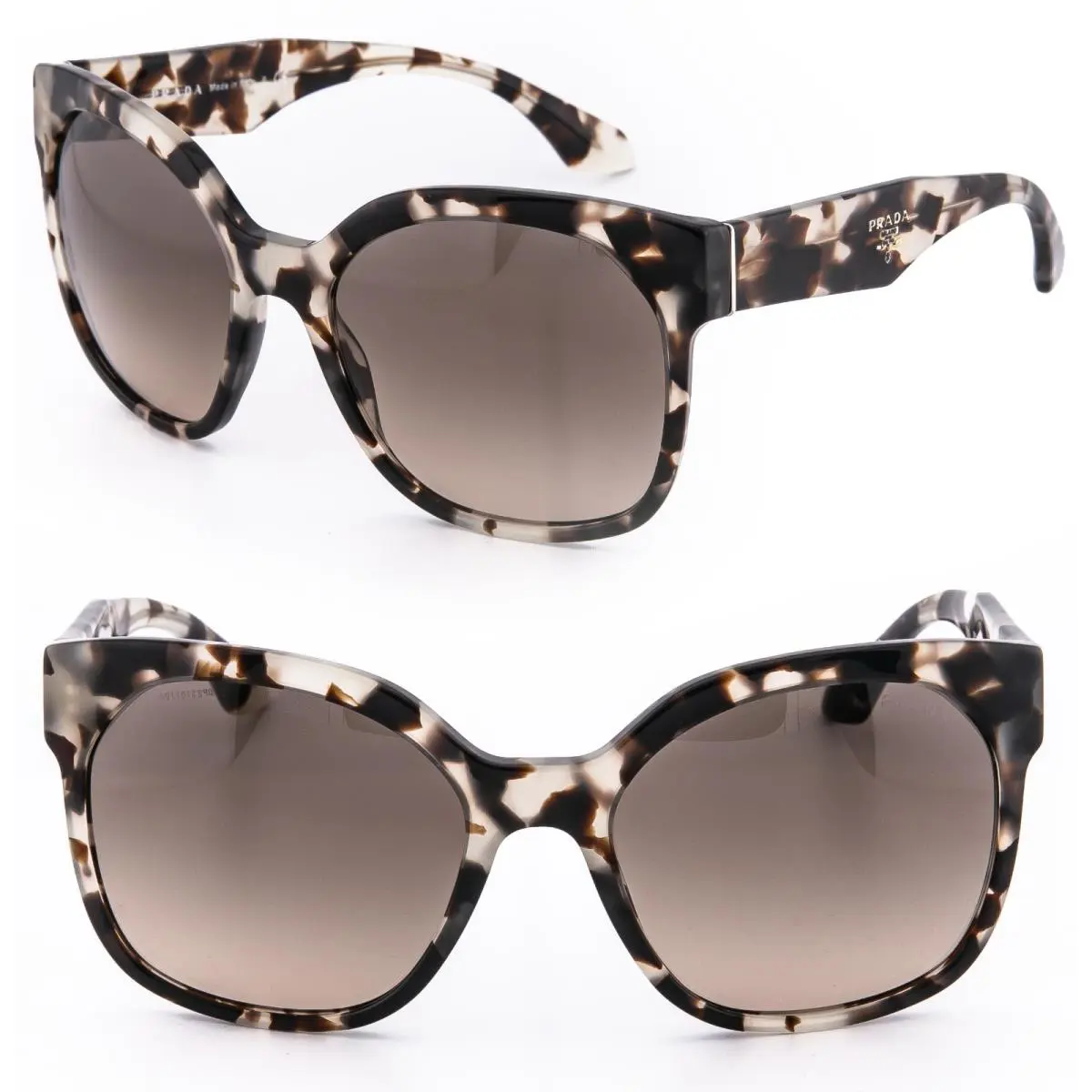Prada 10R Handbag Oversized SPR10R Opal Brown Spotted Sunglasses 10RS