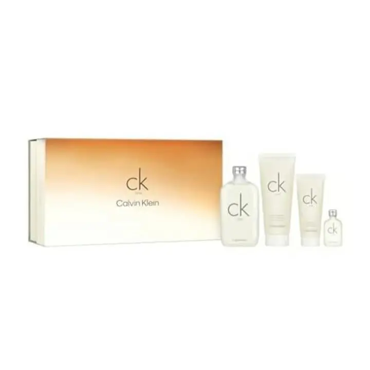 Calvin Klein CK One 4pc Set: 6.7 Edt 6.7 Moisturizer 3.4 Body Wash 0.5oz Mini