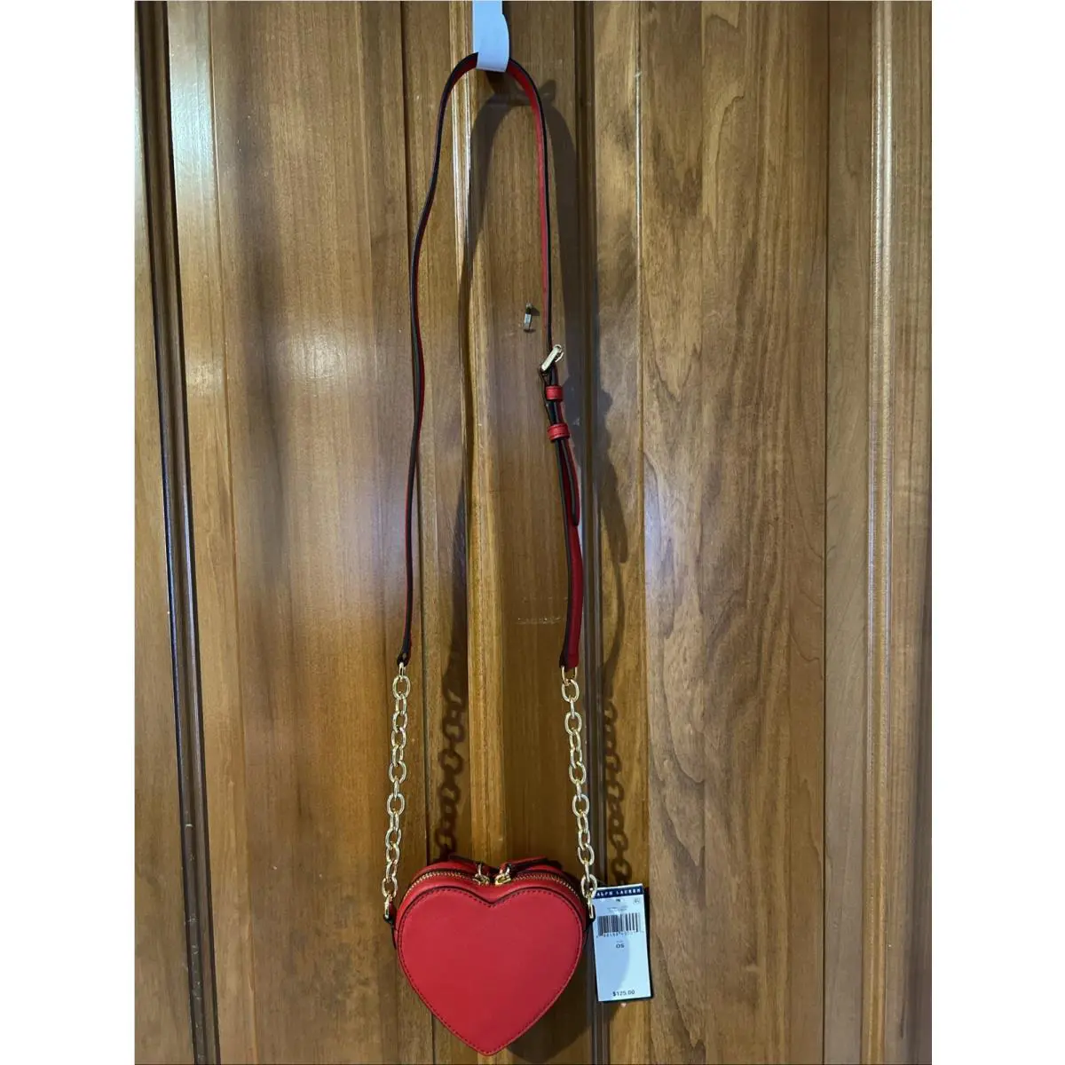 Ralph Lauren Red Love Shack Small Leather Heart Crossbody Purse