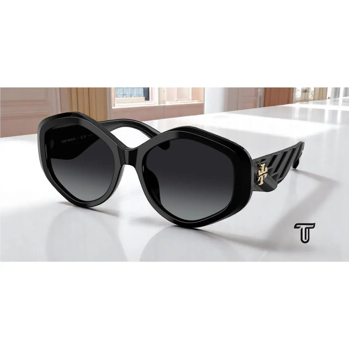 Tory Burch TY7217U 1709T3 Black Grey Gradient Polarized 55 mm Women`s Sunglasses