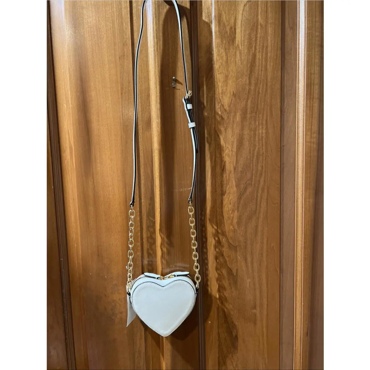 Ralph Lauren Love Shack Small Leather Heart Crossbody Purse Cream