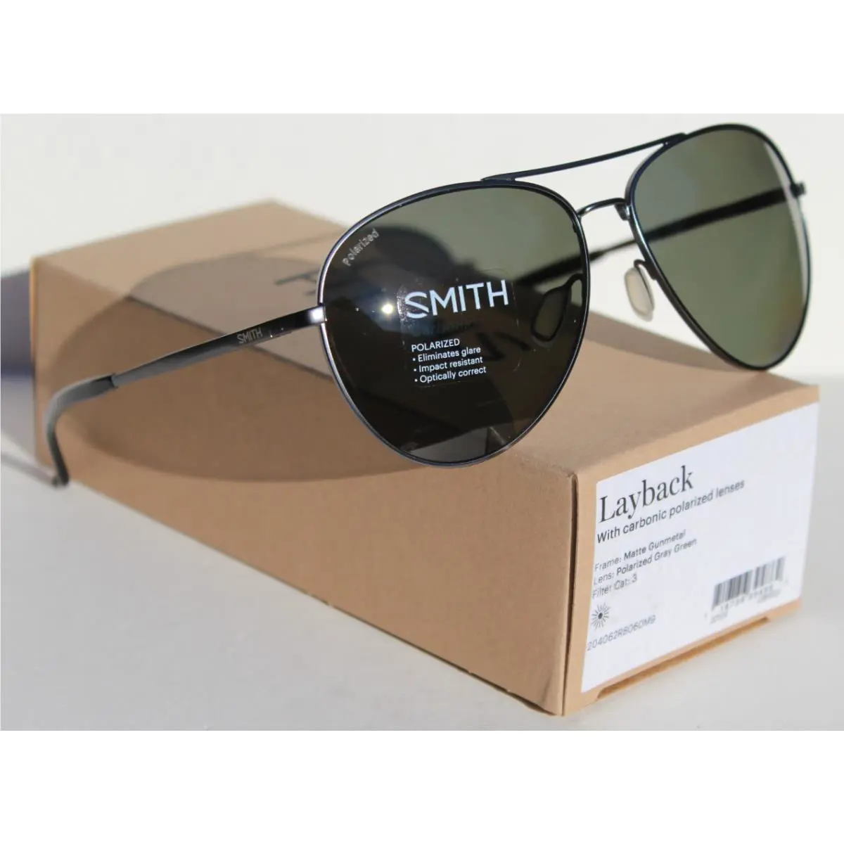 Smith Optics Layback Polarized Sunglasses Gunmetal/gray Green Aviator