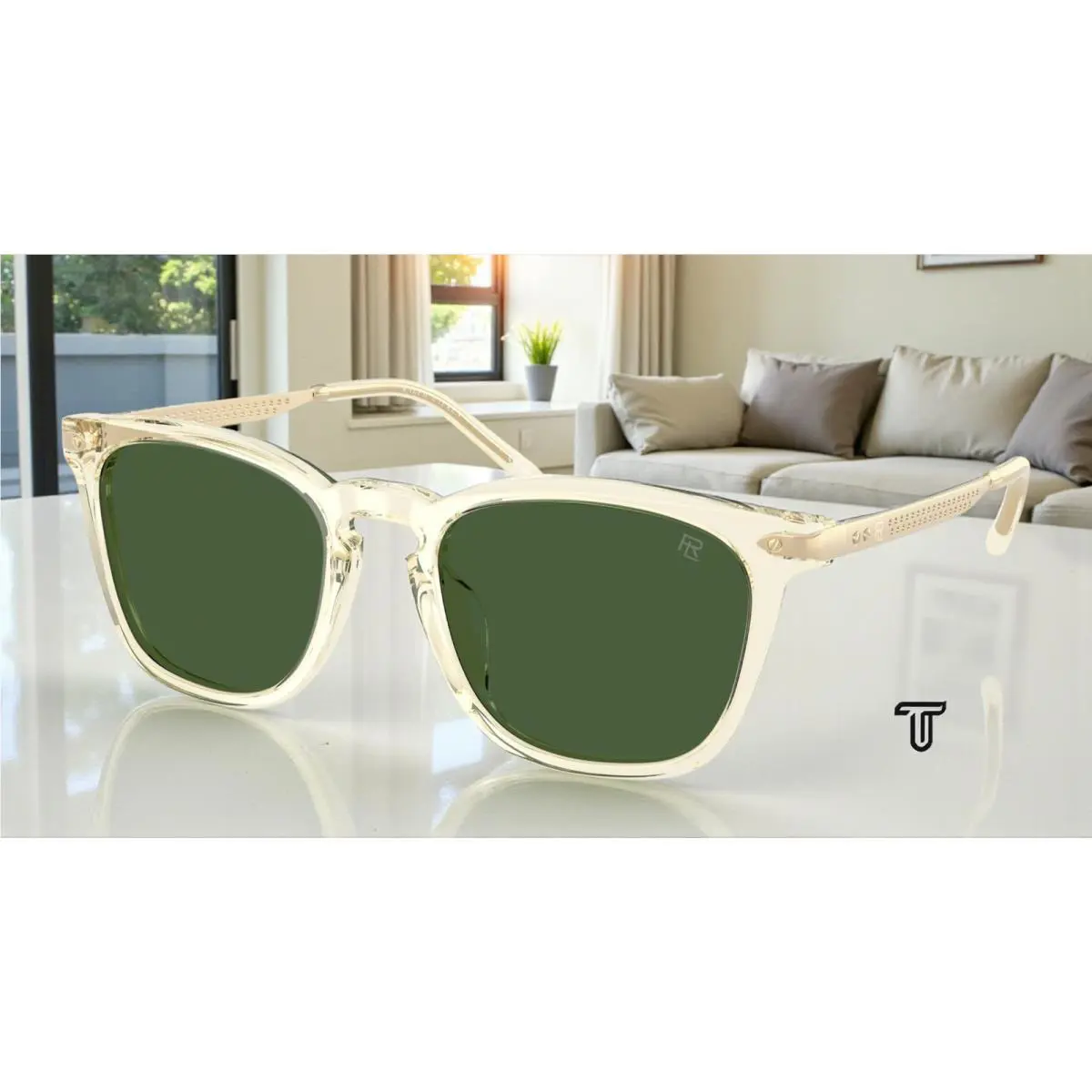 Ralph Lauren RL8233U 503471 Transpant Yellow Bottle Green 53 mm Men`s Sunglasses