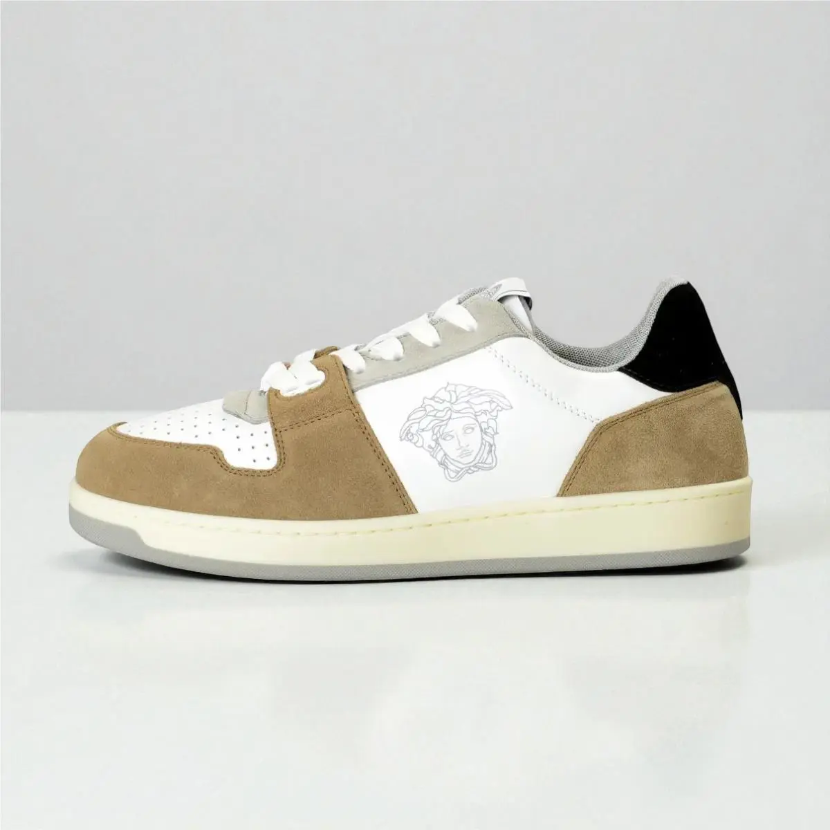 Versace Medusa Sneakers White Suede Leather Size EU40 US10