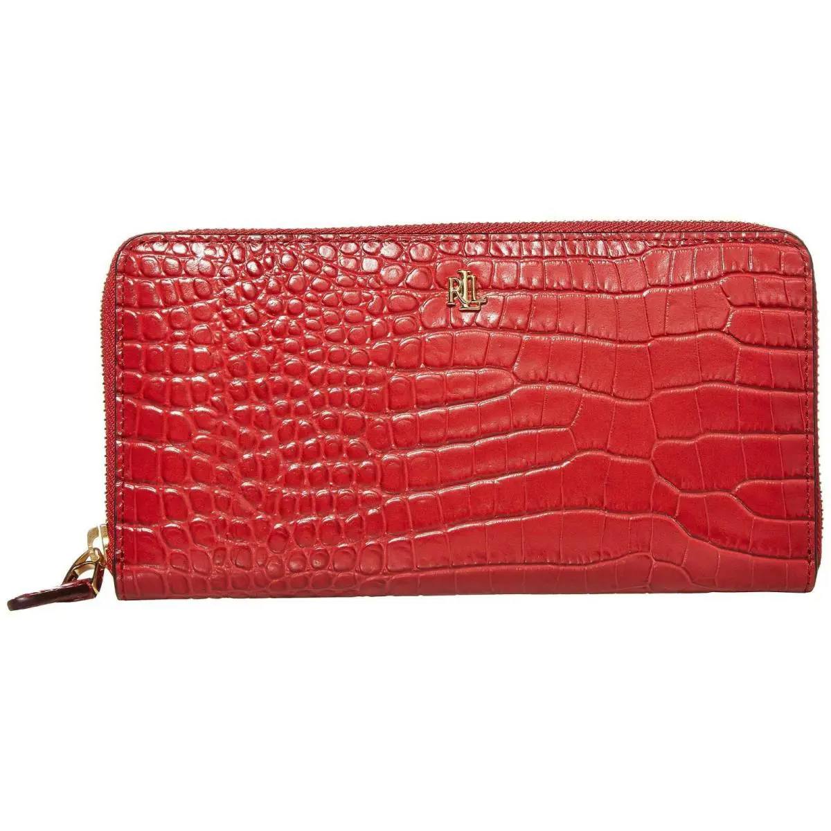 Ralph Lauren Crocodile-print Leather Wallet Zip Around Wallet Billfold Wallet