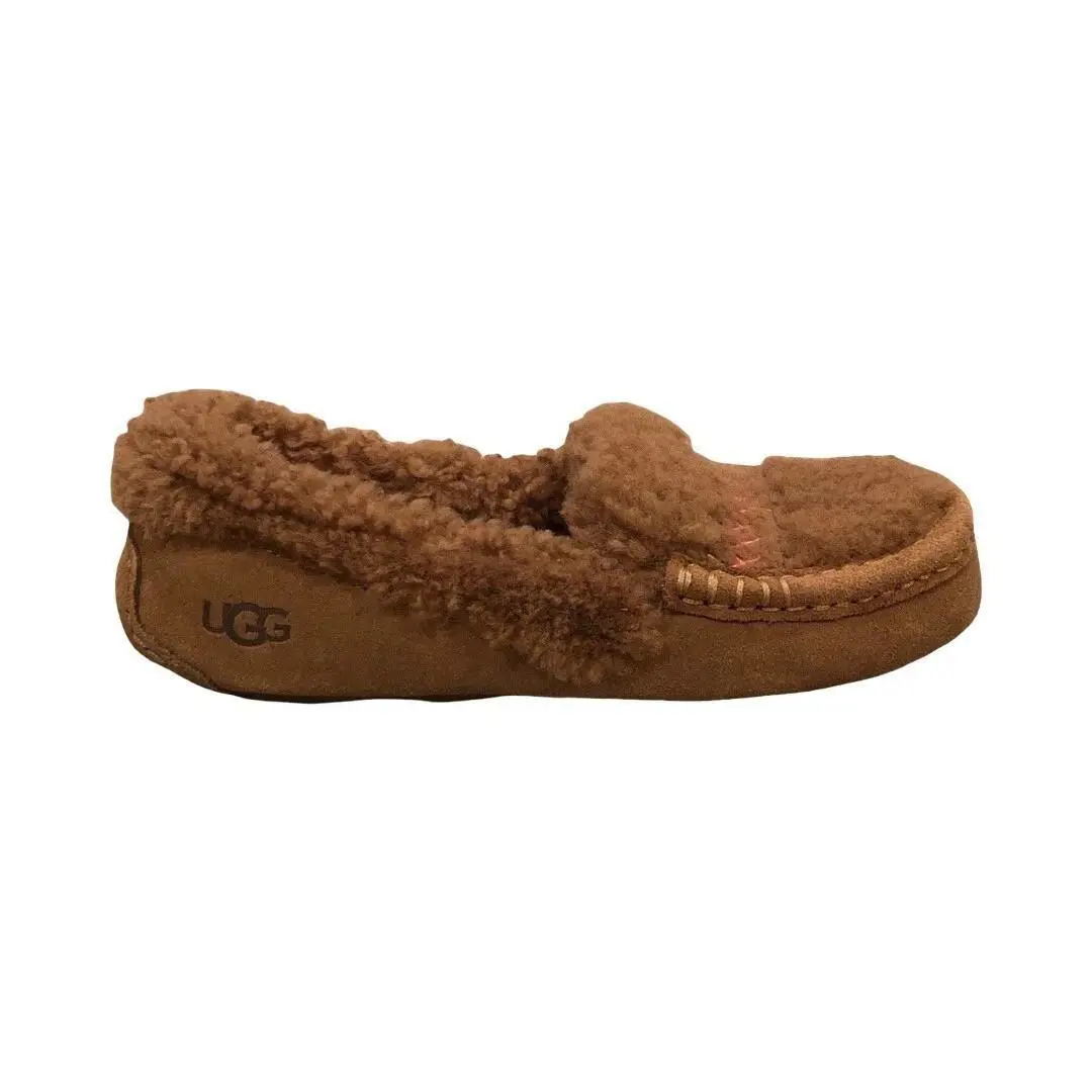 Ugg Women`s Ansley Braid Hardwood Brown Suede Slippers House Shoes Size 5 - Hardwood Brown
