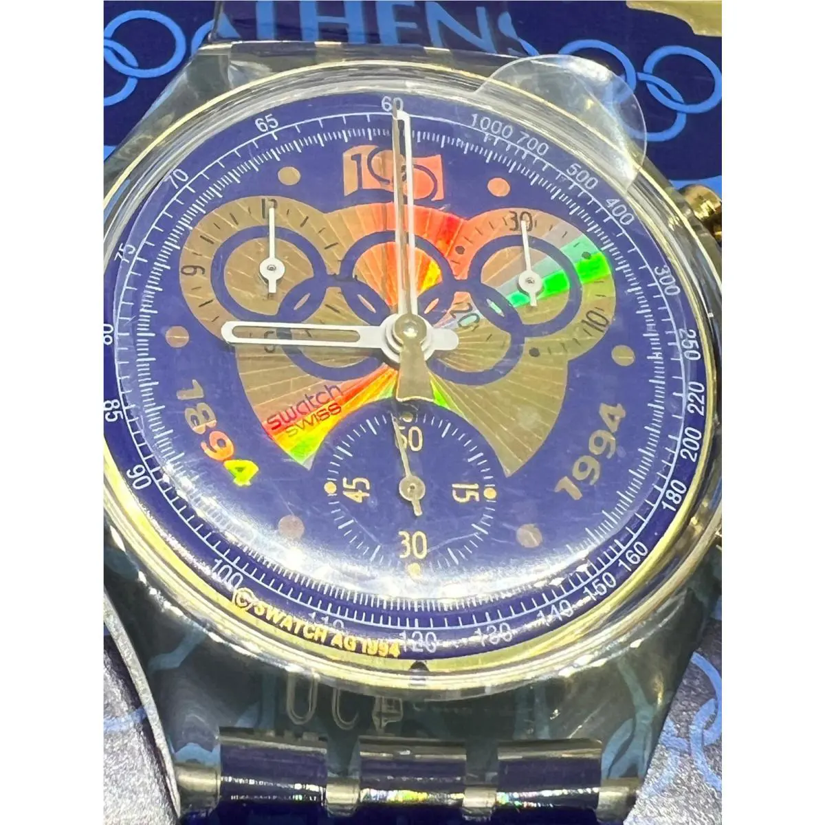 Vintage 1994 Swatch Olympic Centenary Chronograph SCZ101 Papers Tokyo