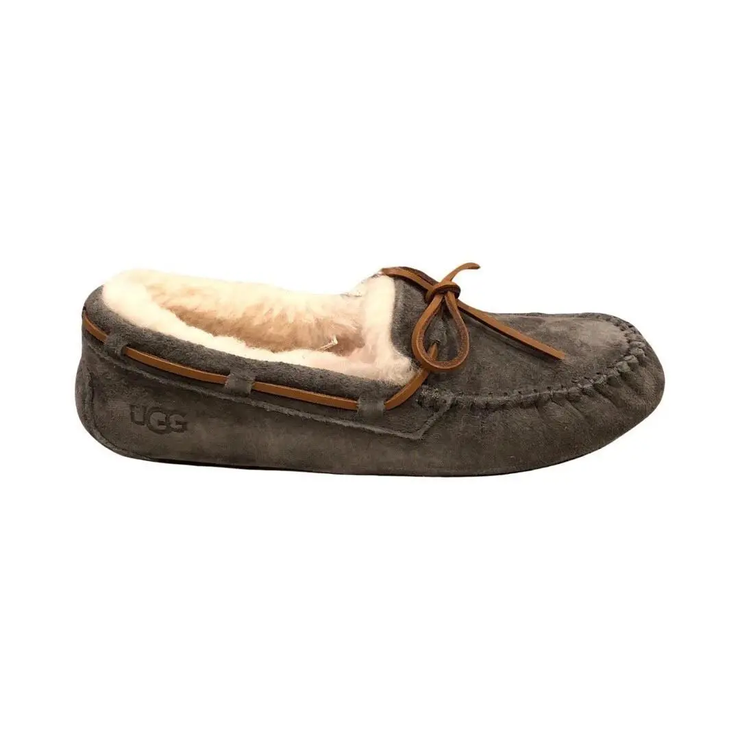 Ugg Women`s Dakota Pewter Suede Slippers House Shoes Size 5 - Pewter