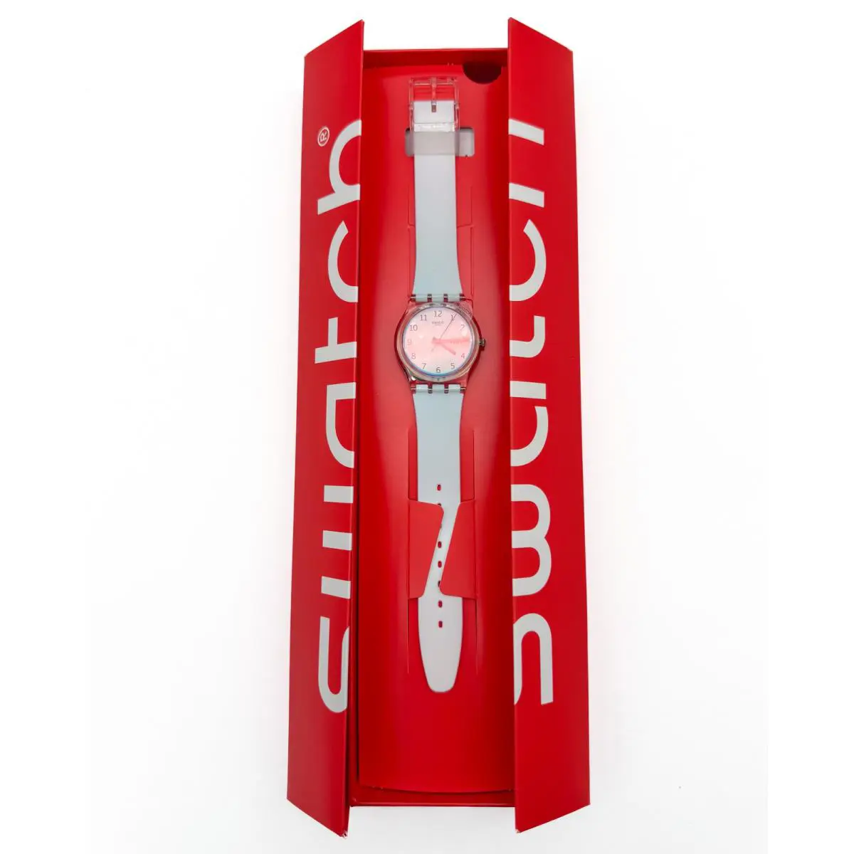 Swatch GE713 Originals Medium 34mm Ultraciel Watch Blue-pink with Day-date