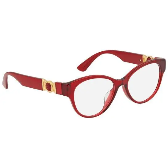 Versace Round Woman Eyeglasses 0VE3313F 388 54mm Red Transparent