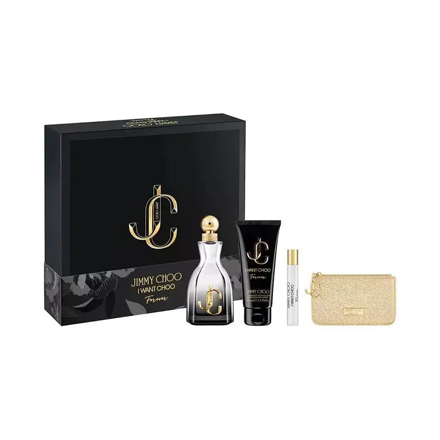 Jimmy Choo I Want Choo Forever 4pc Women 3.3oz Edp Lotion 0.25oz Mini Pouch