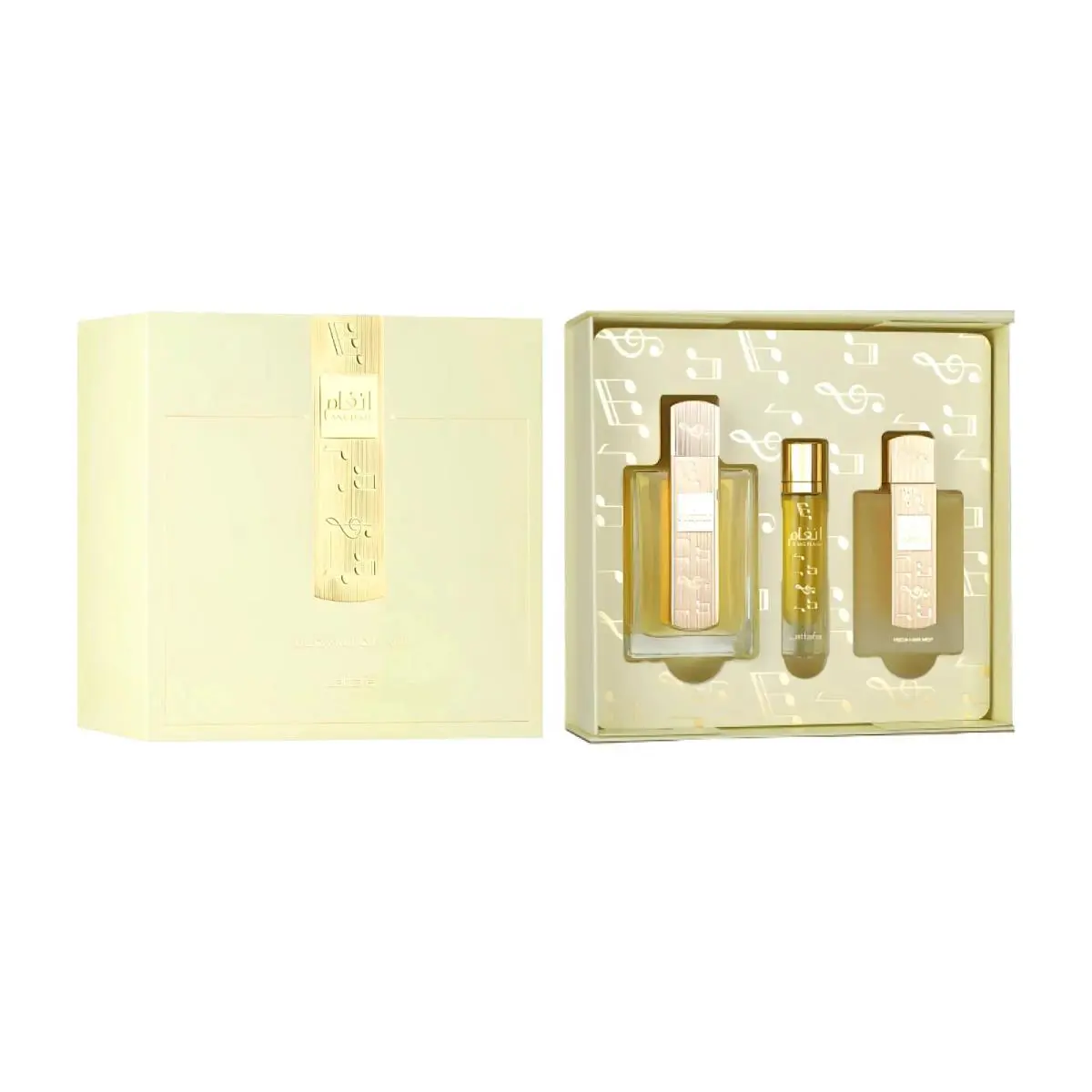 Lattafa Angham Women`s 3pc 3.4oz Edp 0.4oz Mini 1.6oz Hair Mist