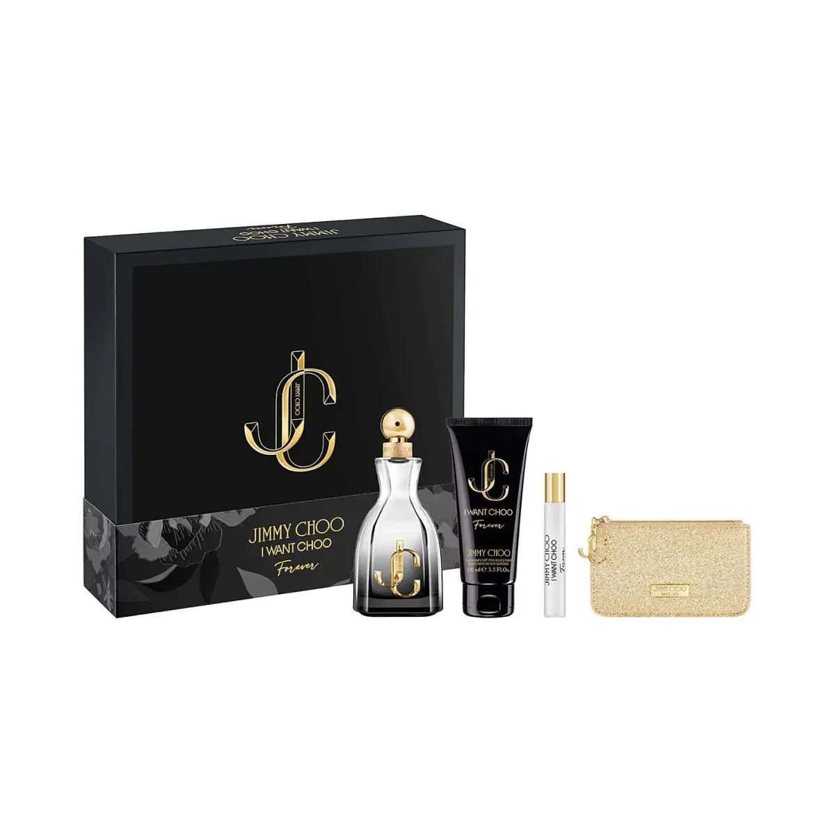 Jimmy Choo I Want Choo Forever Set 3.3oz Edp + .25oz Edp + 3.3oz Lotion + Pouch