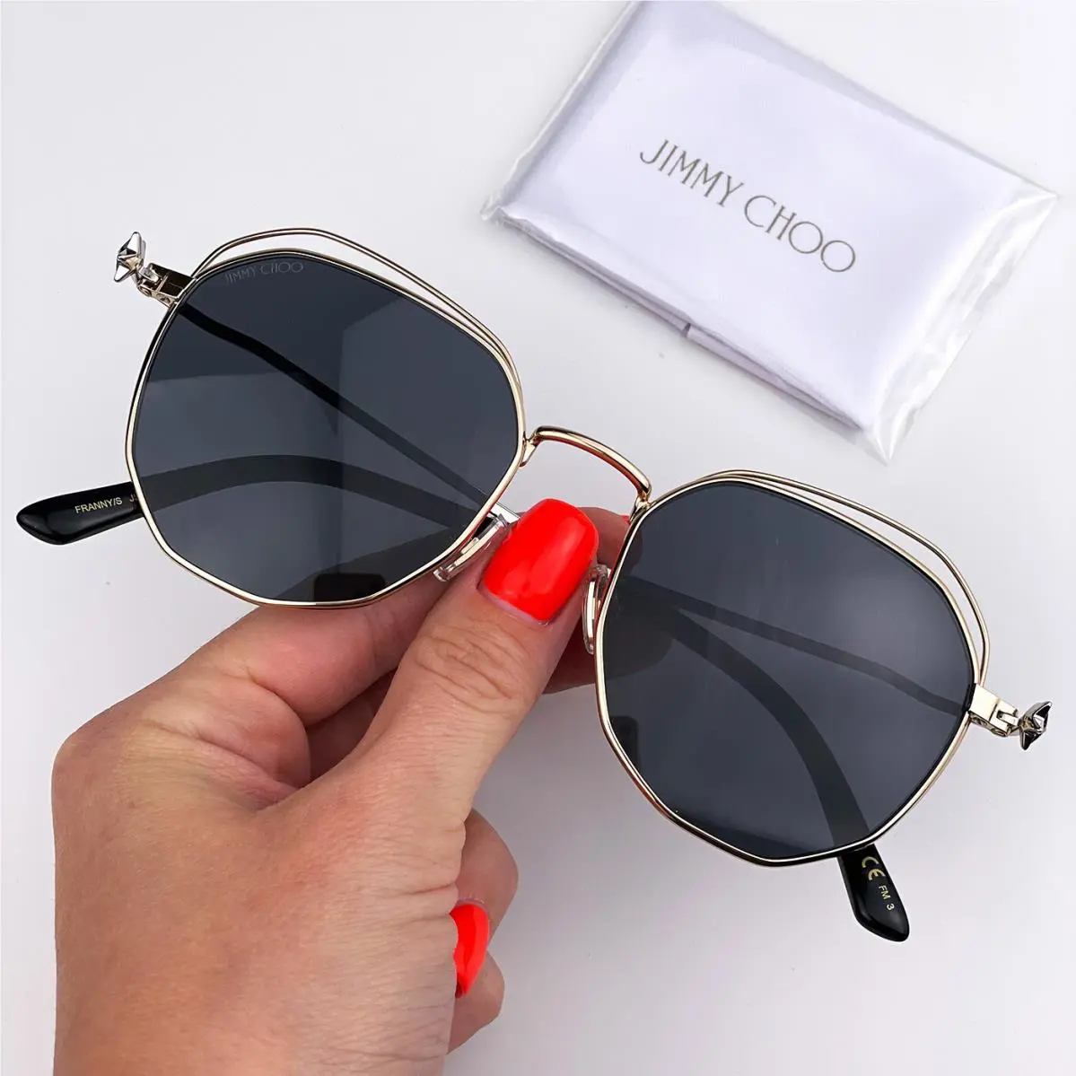 Jimmy Choo Women Sunglasses Gold Dark Grey Round Franny/s J5G