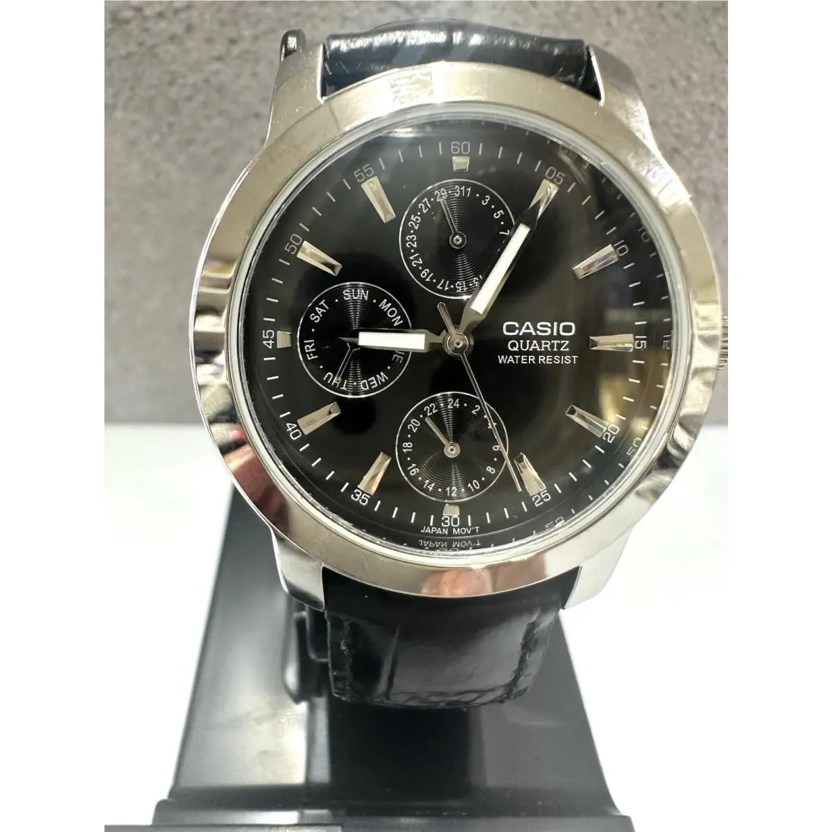 Casio MTP-1192E-1A Leather Band Men’s Chronograph Black Dial Watch