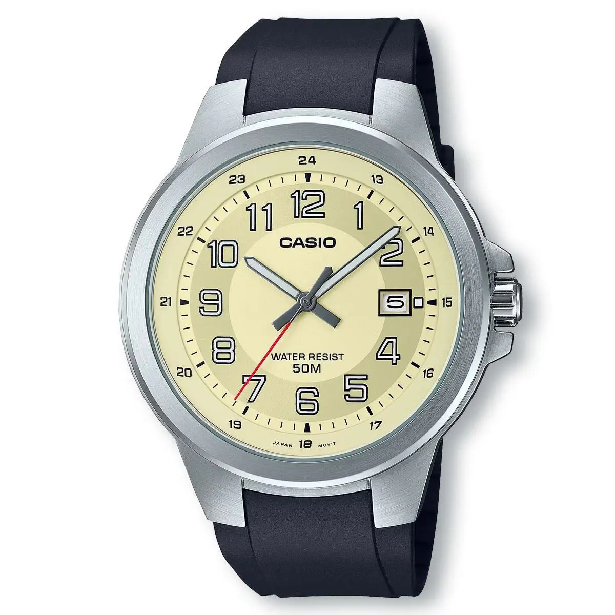 Casio MTPE190-9B Quartz Date Indicator Watch Cream Dial