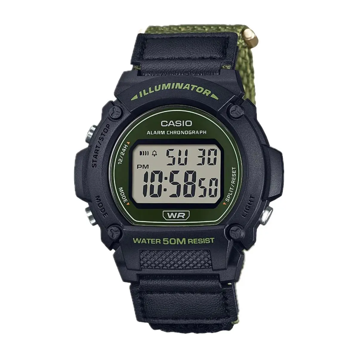 Casio Men`s Classic Digital Watch with Green Band- W-219HB-3AVCF
