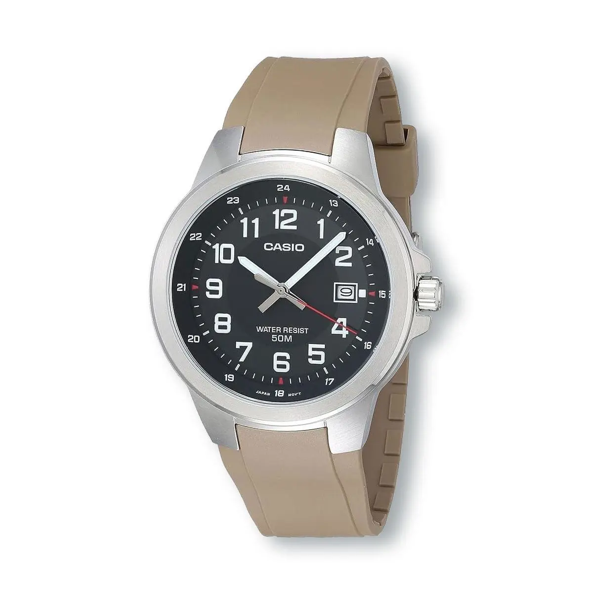 Casio MTPE190-1B Quartz Date Indicator Watch Khaki Resin Band