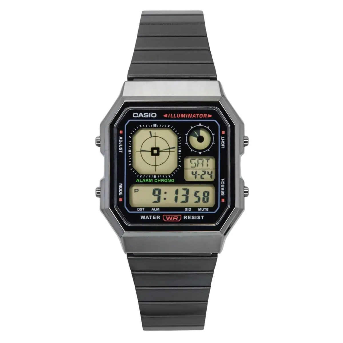 Vintage Digital Black Dial Stainless Steel A130WEGG-1A Unisex Watch by Casio