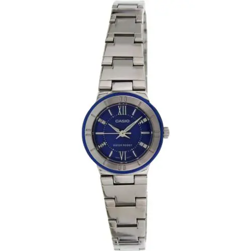 Casio Ladies Blue Dial Metallic Stainless Steel Dress Watch LTP-1368D-2A