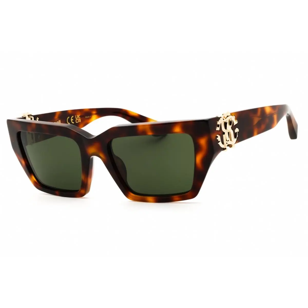 Roberto Cavalli SRC016M 02BP Sunglasses Havana Frame Green Lenses 55mm