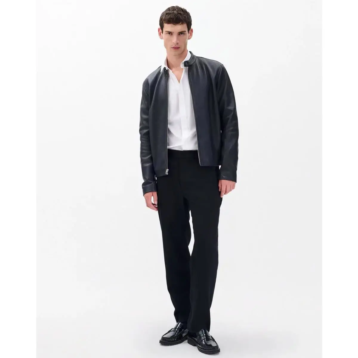 348 Rag Bone Men`s Patrick Poplin Tuxedo LS Shirt In White Size: X-large