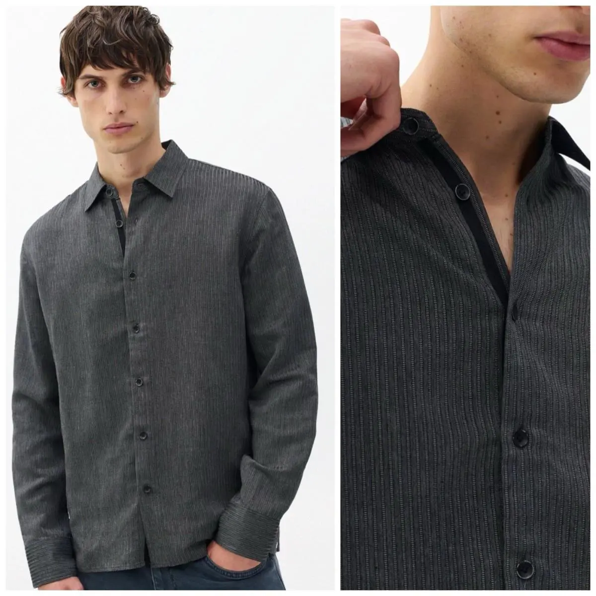 Rag Bone Refined Viscose Dalton Shirt In Grey Size: Xxl