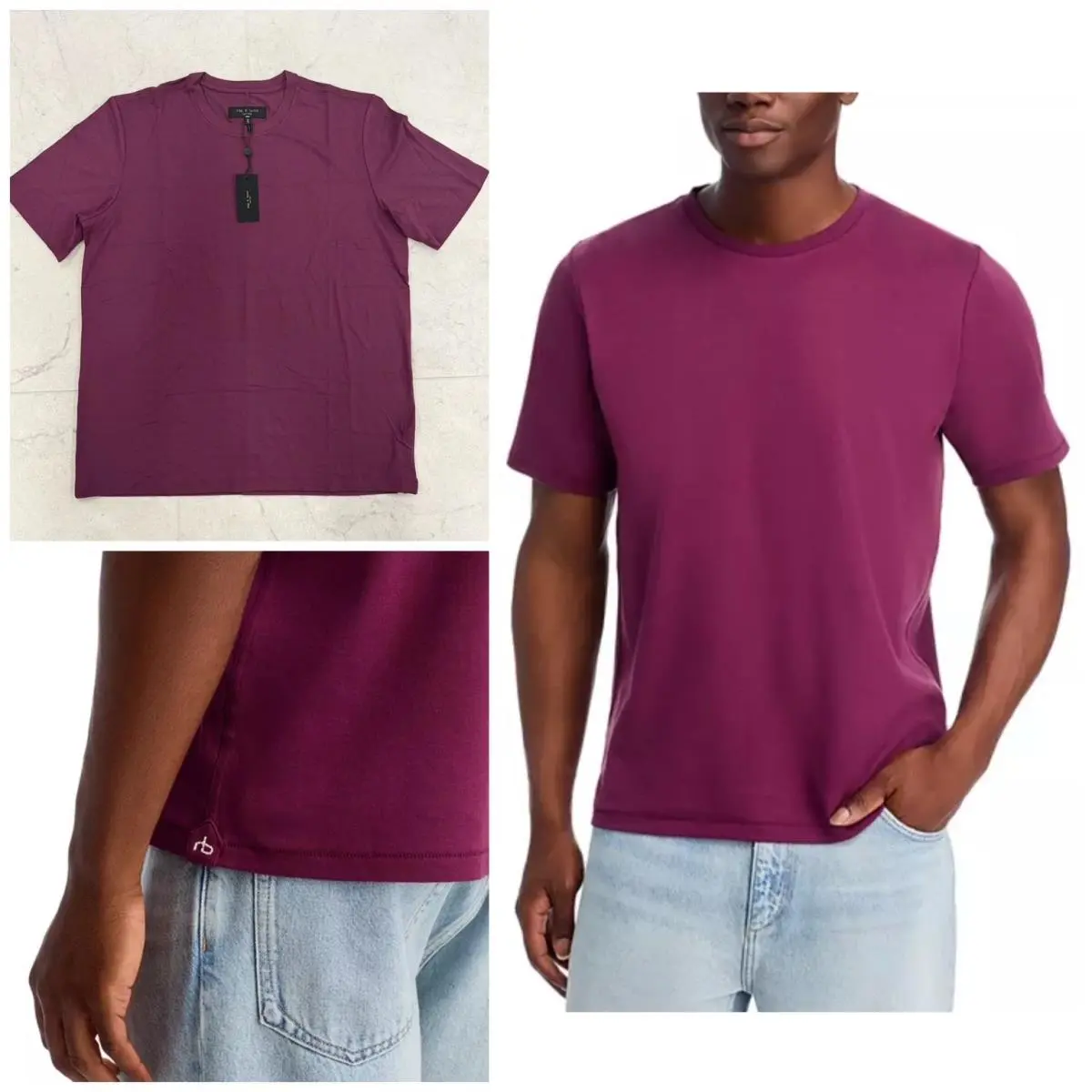 Rag Bone Men`s Rosewood Classic Tee In Tech Jersey Size: Medium