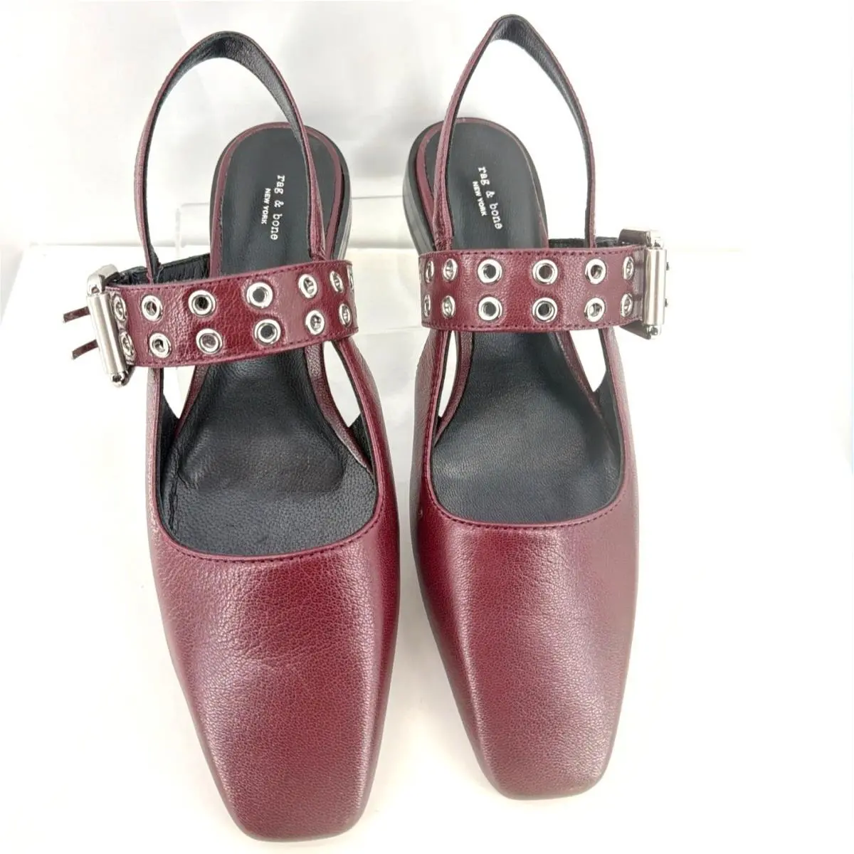 Rag Bone Astra Slingback Burgundy Leather Mary Jane Flats Size 6