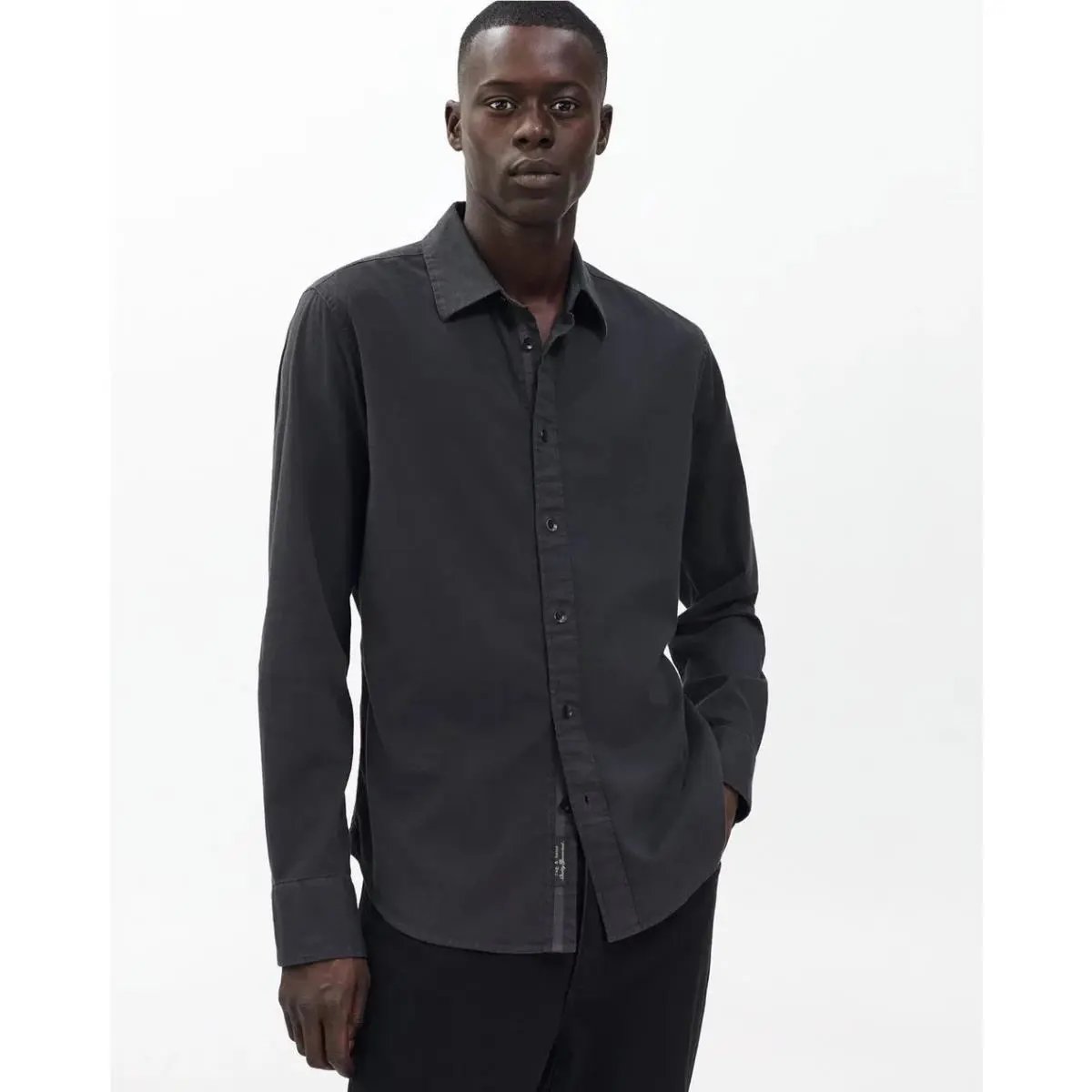 Rag Bone Tomlin Stretch Dobby Shirt In Charcoal Grey Size: Small
