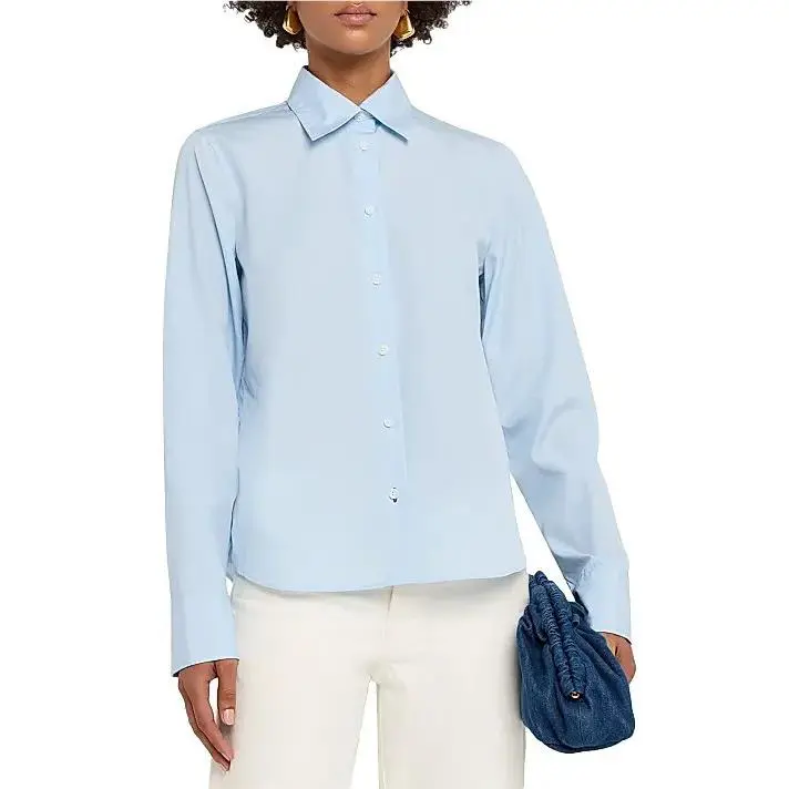Rag Bone Dayton Cotton Poplin Button-front Shirt In Light Blue Size:s