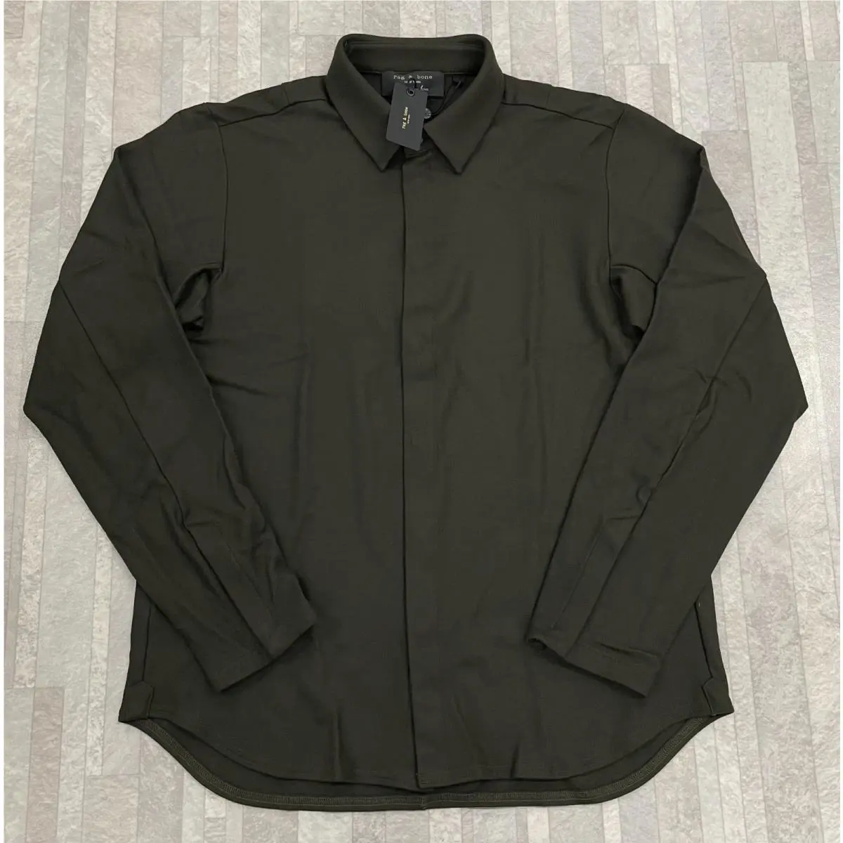 Rag Bone Men`s Japanese Wool Precision Shirt In Army Size: Large