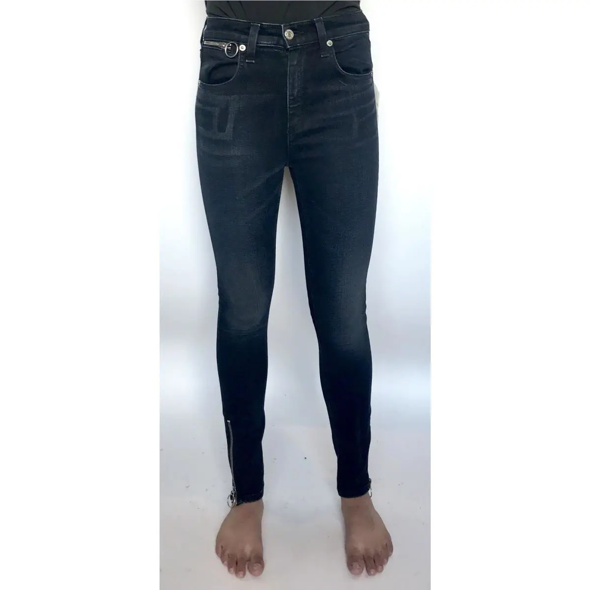 Rag Bone Black Brook O Ring Capri Jeans. Size 24 Retail Price